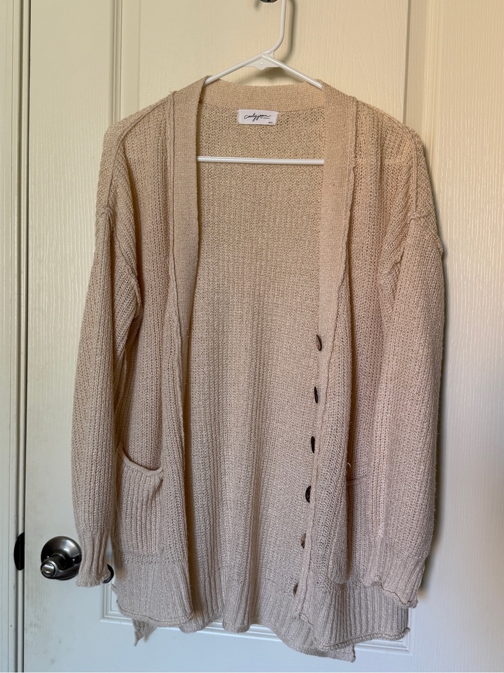 Carly Jean Los Angeles Neutral Beige Open-Front Cardigan Size XS/S